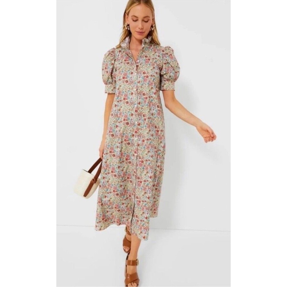 Tuckernuck HYACINTH HOUSE Red Floral Ruffle Collar Louisa Maxi Dress Size Large